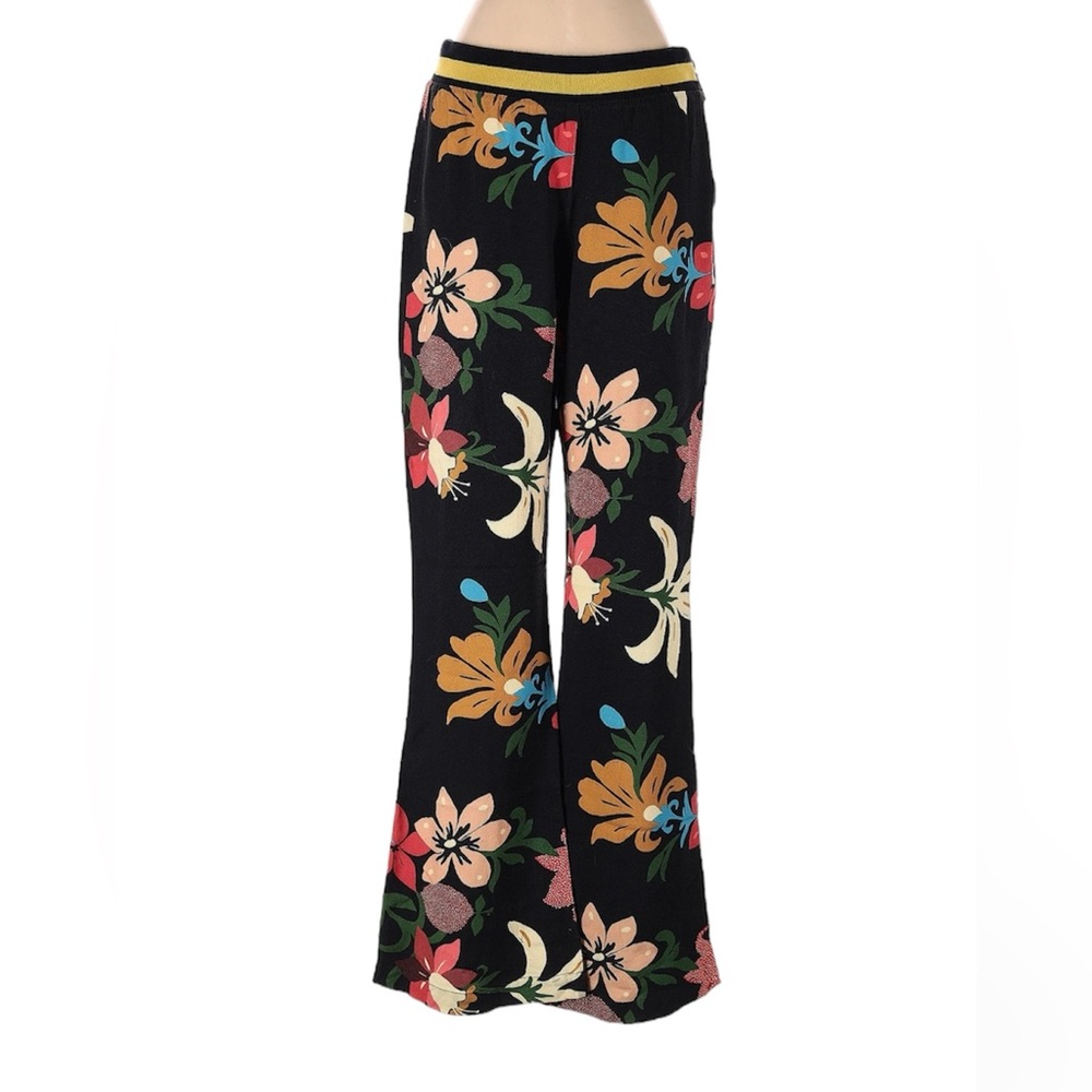 Farm Rio Anthropologie Women's Floral High Waisted Bell Bottom Pants